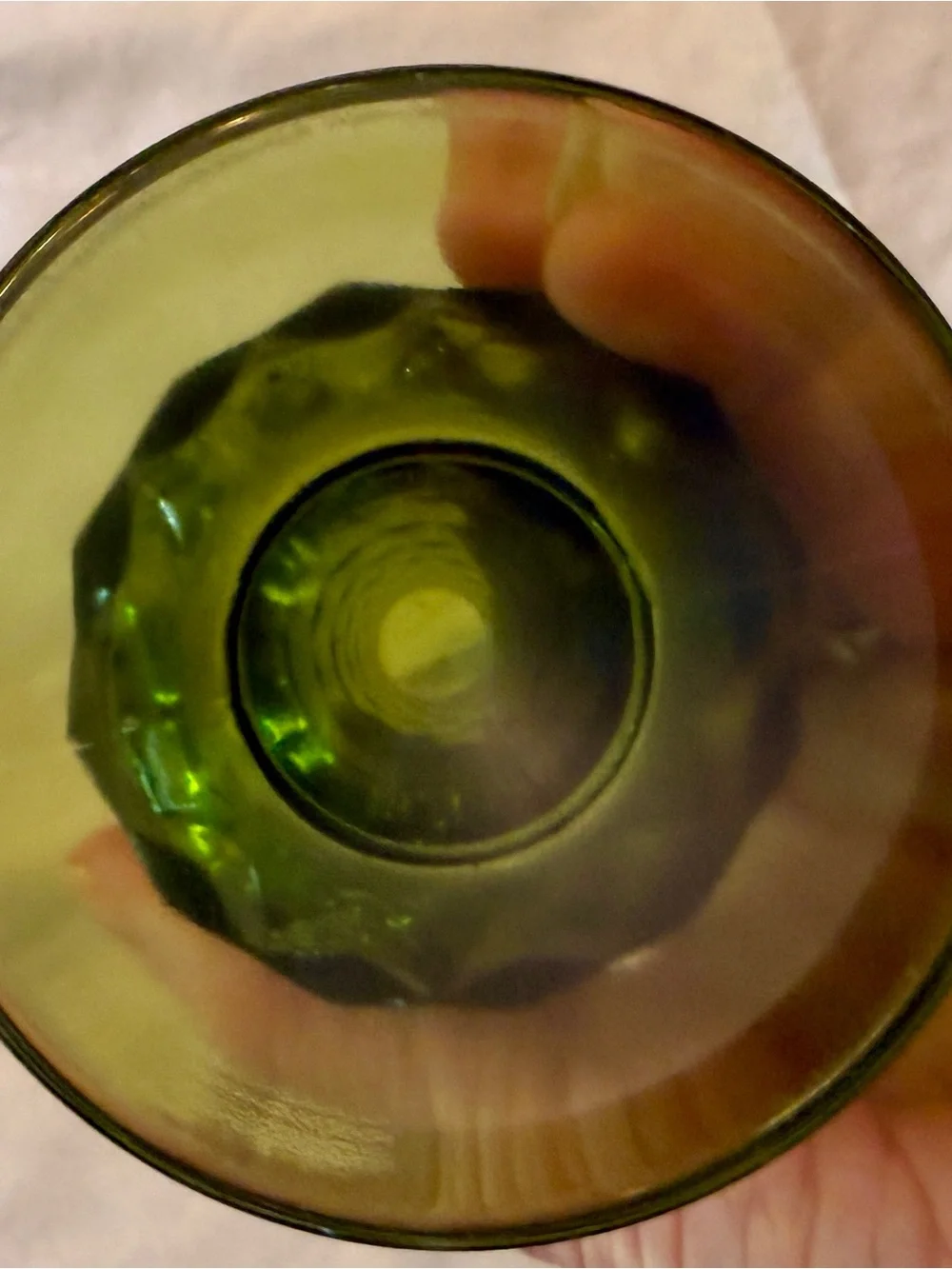 Vintage Indiana Glass Diamond Point Green Goblets Set of 4